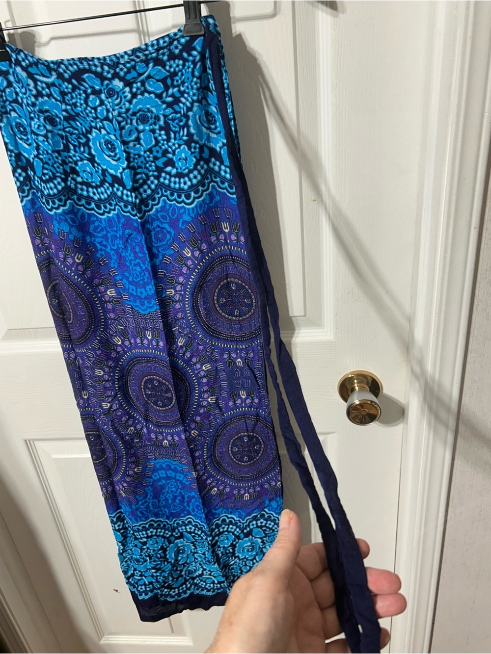 Blue & Purple Printed Midi Wrap Around Skirt - Women - Picture 2 of 4